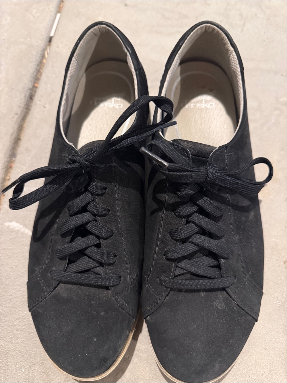 Dansko Black Suede Low-Top Lace-Up Sneakers